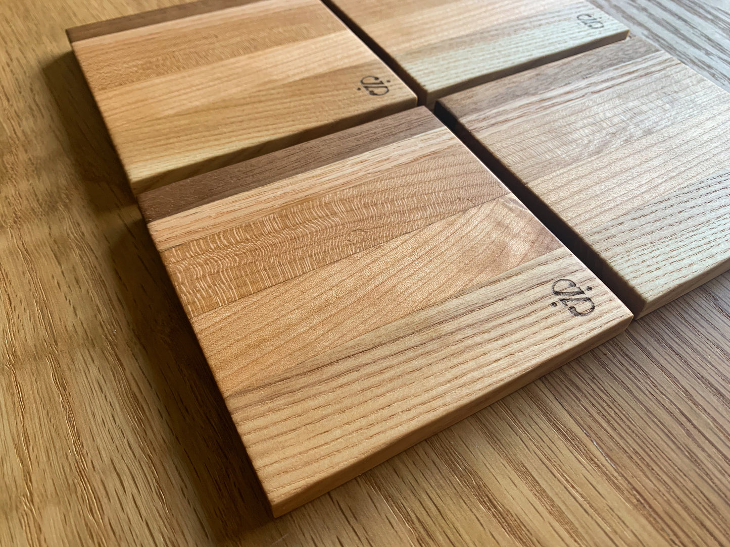 Set of 4 Natural Hardwood Coasters
