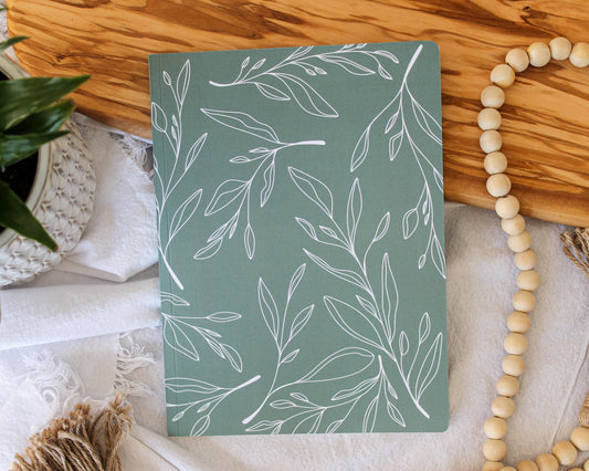 Green Botanical Line Drawing Notebook