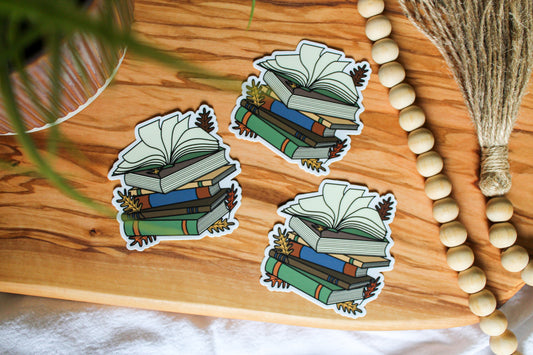 Autumn Book Sticker, 2.98x3"