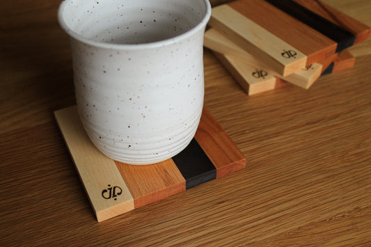 Set of 4 Natural Hardwood Coasters