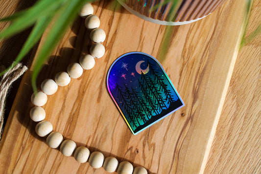 Night sky Holographic Sticker, 2.37x3"