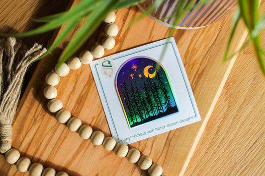 Night sky Holographic Sticker, 2.37x3"