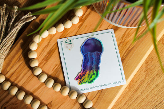 Jellyfish Holographic Sticker, 2.68x3"