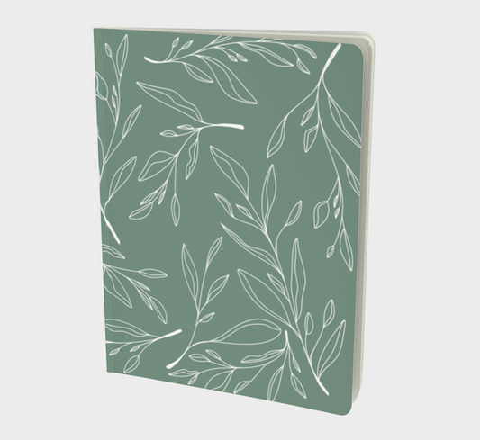 Green Botanical Line Drawing Notebook