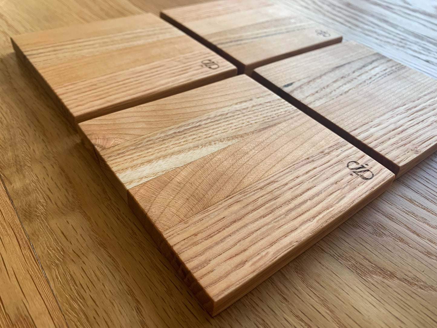 Set of 4 Natural Hardwood Coasters