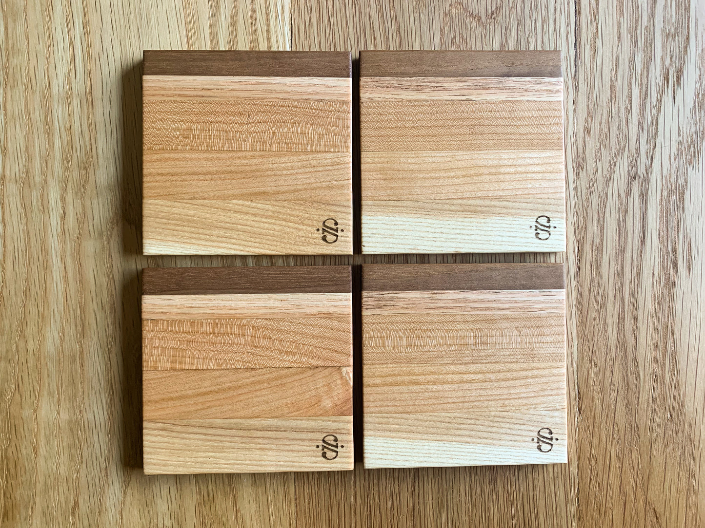 Set of 4 Natural Hardwood Coasters