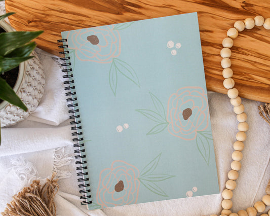 Blue Floral Lined Notebook