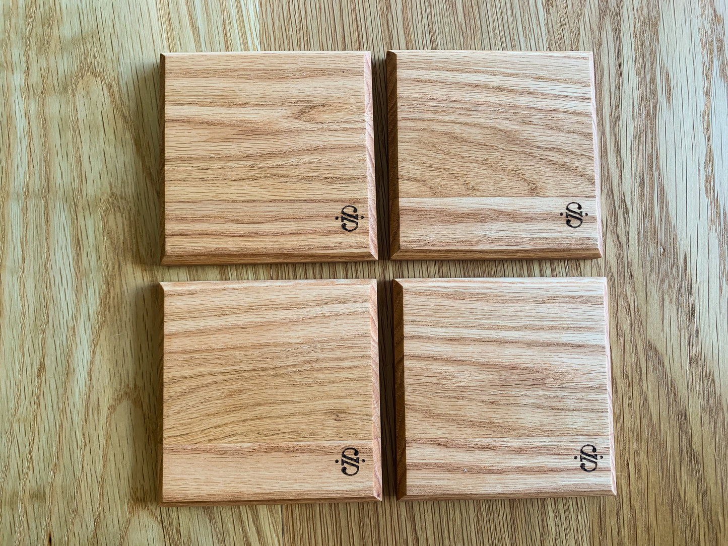 Set of 4 Natural Hardwood Coasters