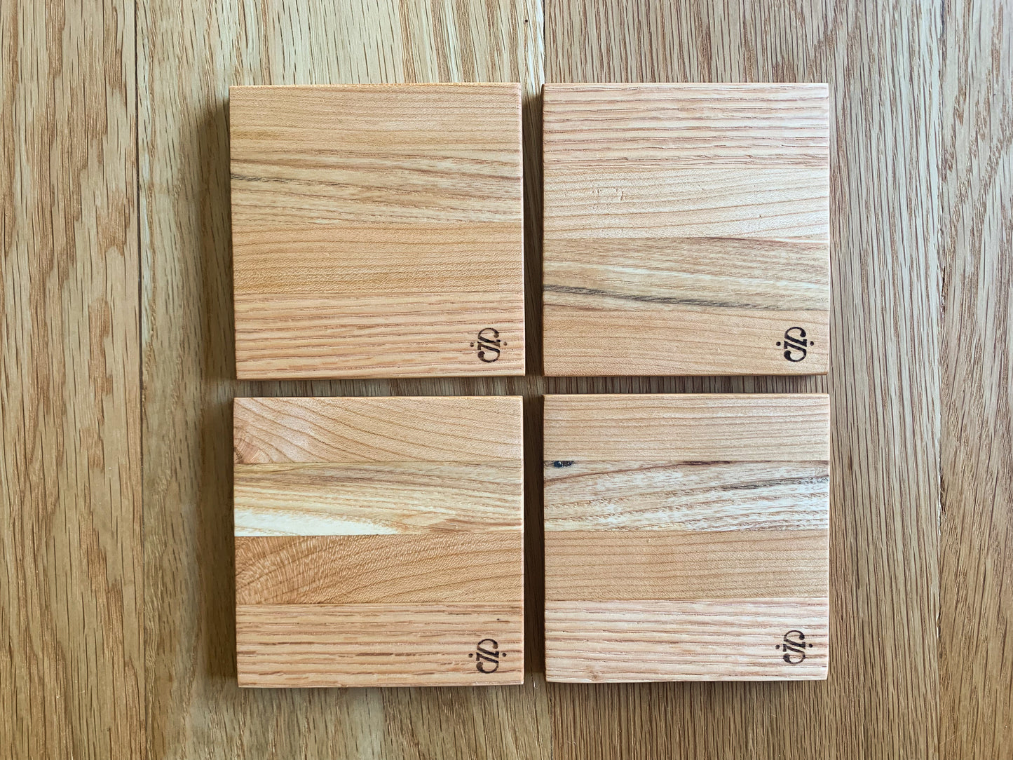 Set of 4 Natural Hardwood Coasters