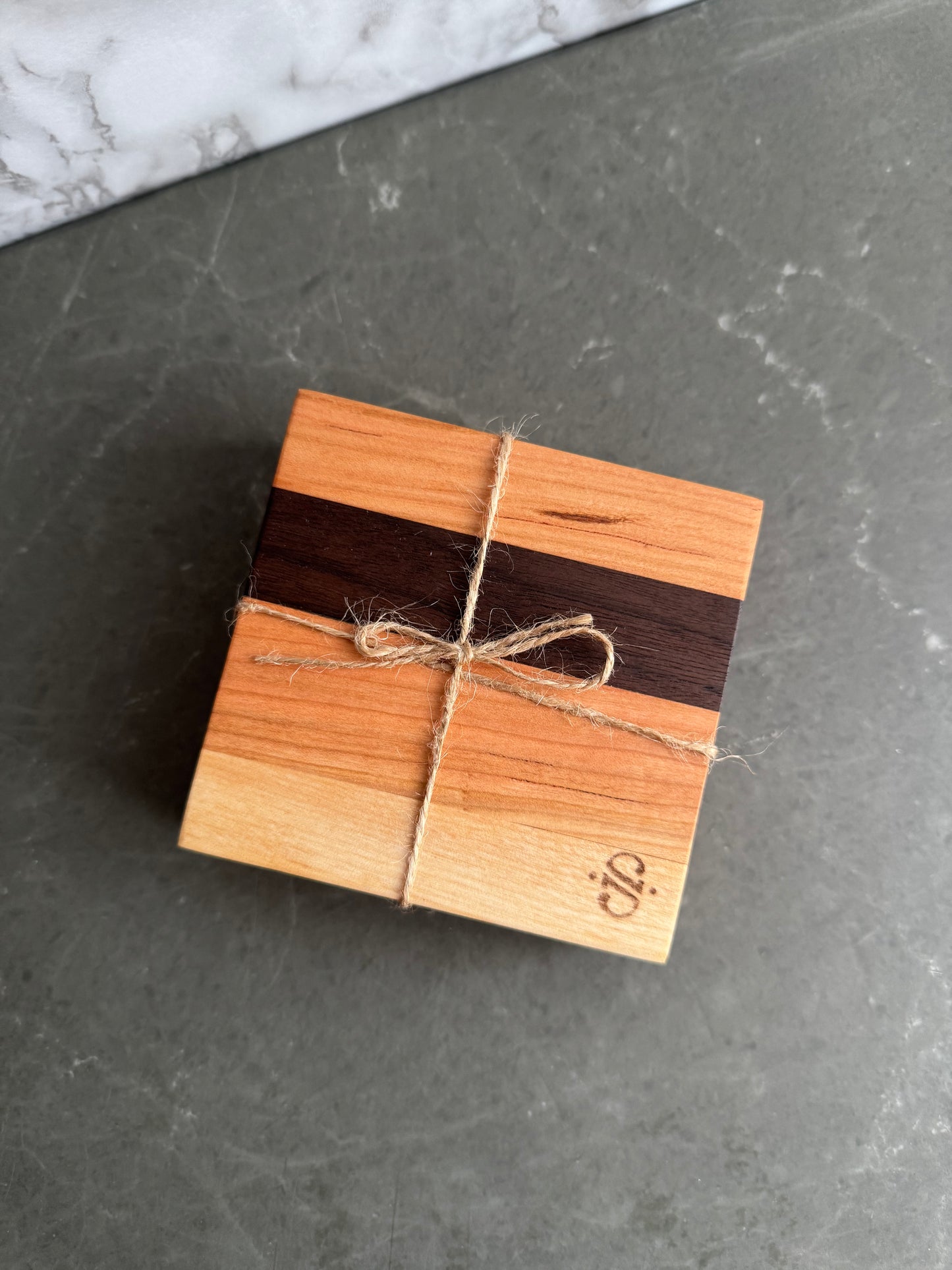 Set of 4 Natural Hardwood Coasters