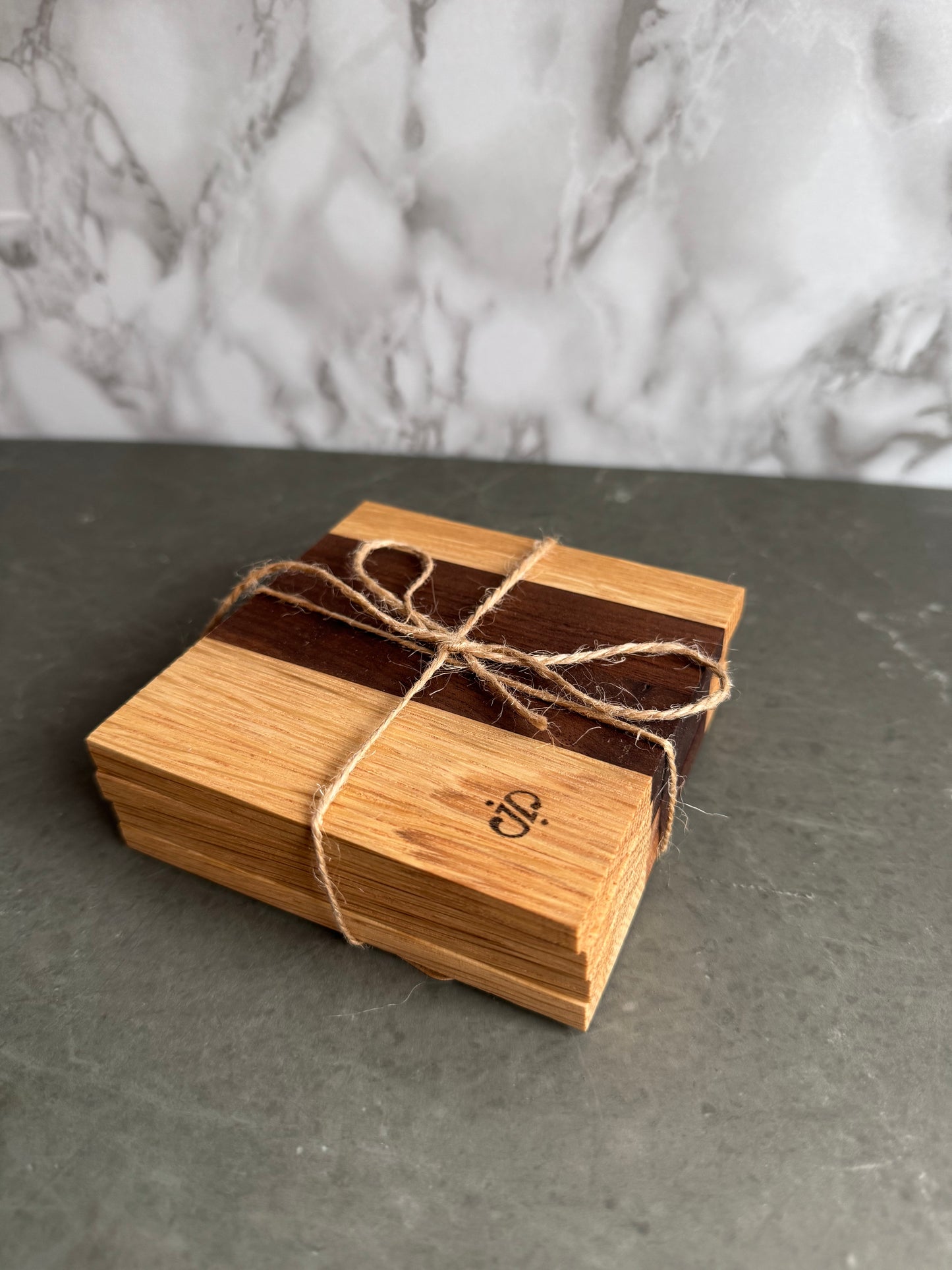 Set of 4 Natural Hardwood Coasters