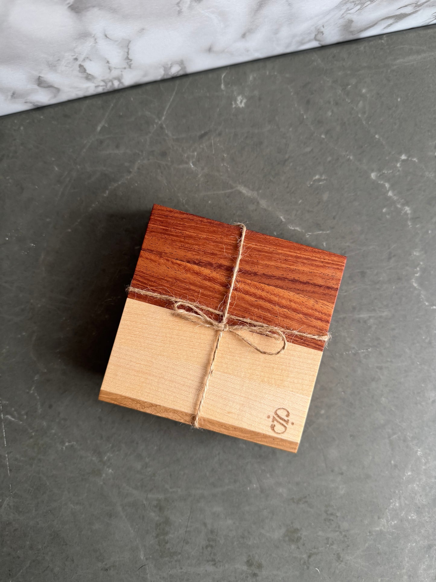 Set of 4 Natural Hardwood Coasters