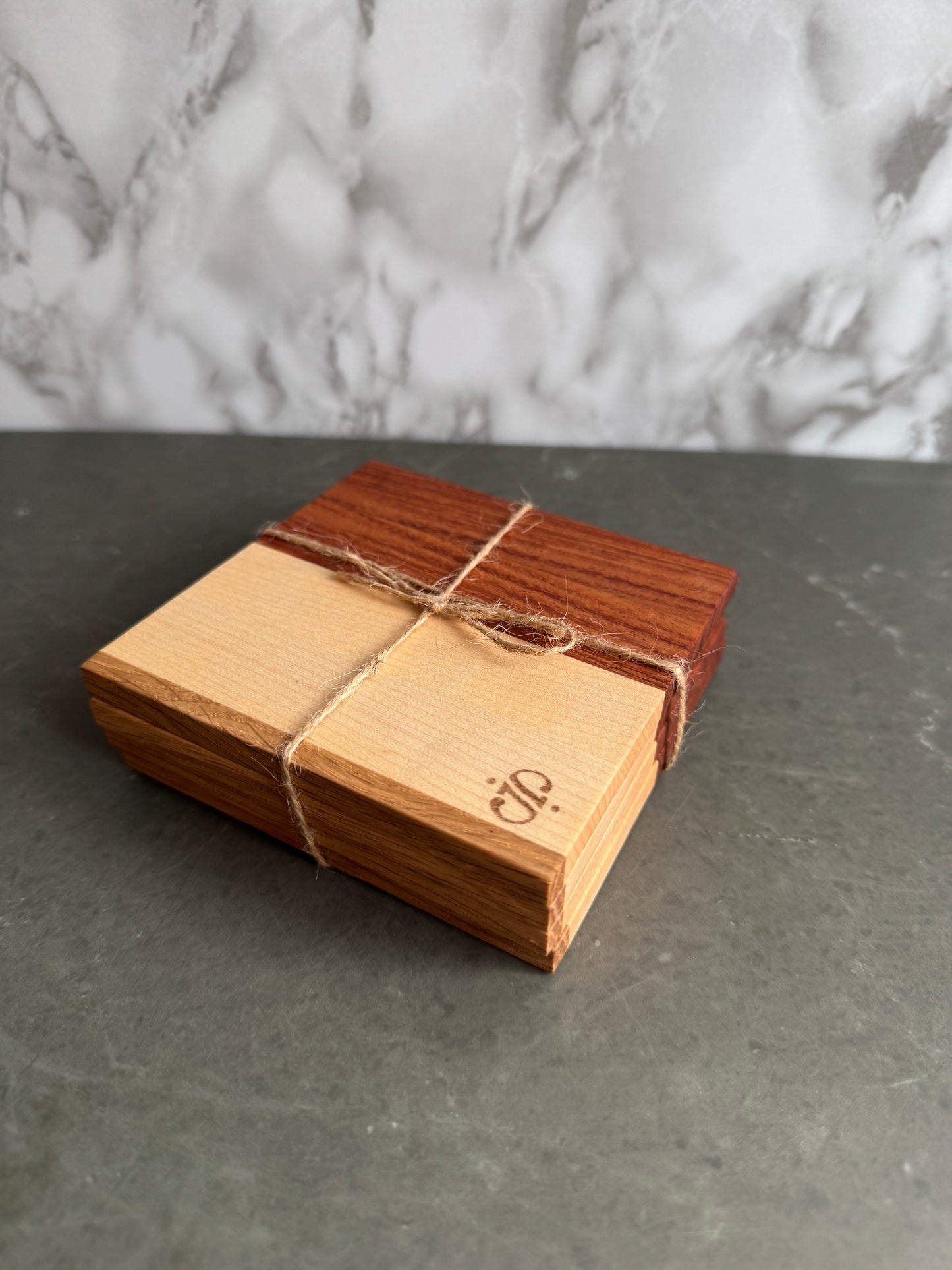 Set of 4 Natural Hardwood Coasters