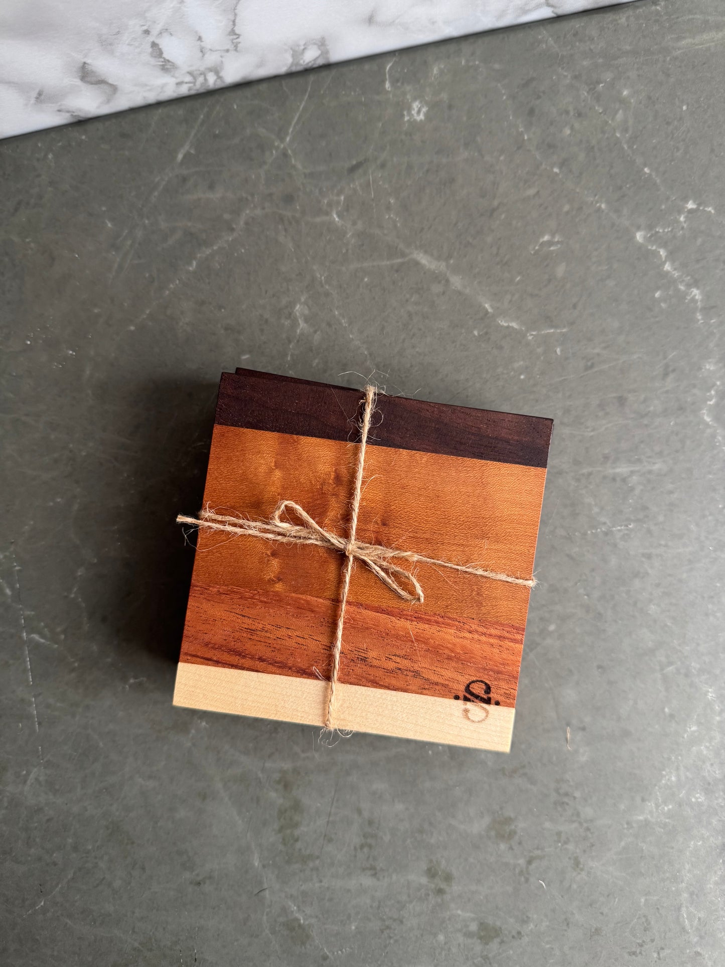 Set of 4 Natural Hardwood Coasters