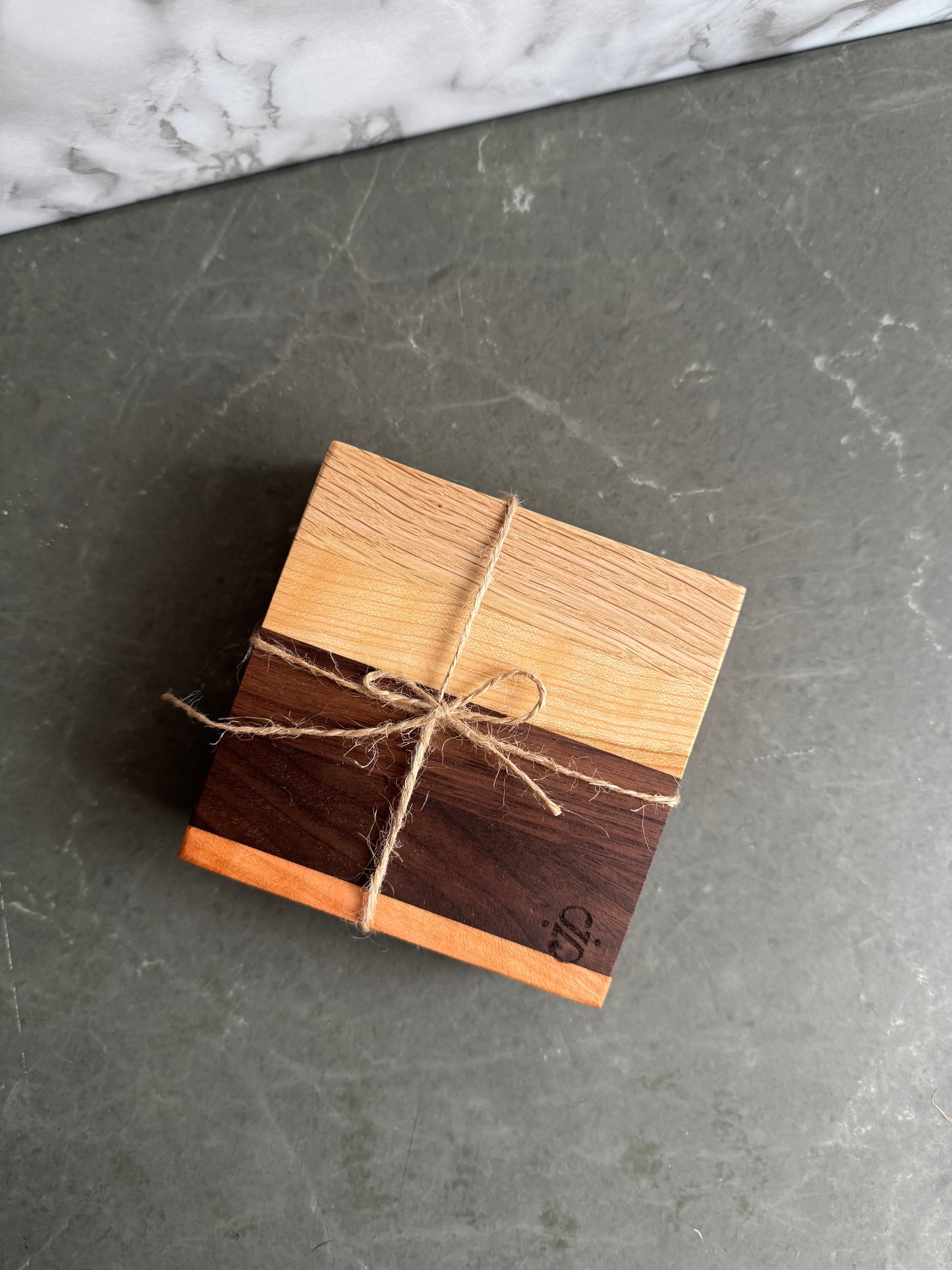 Set of 4 Natural Hardwood Coasters