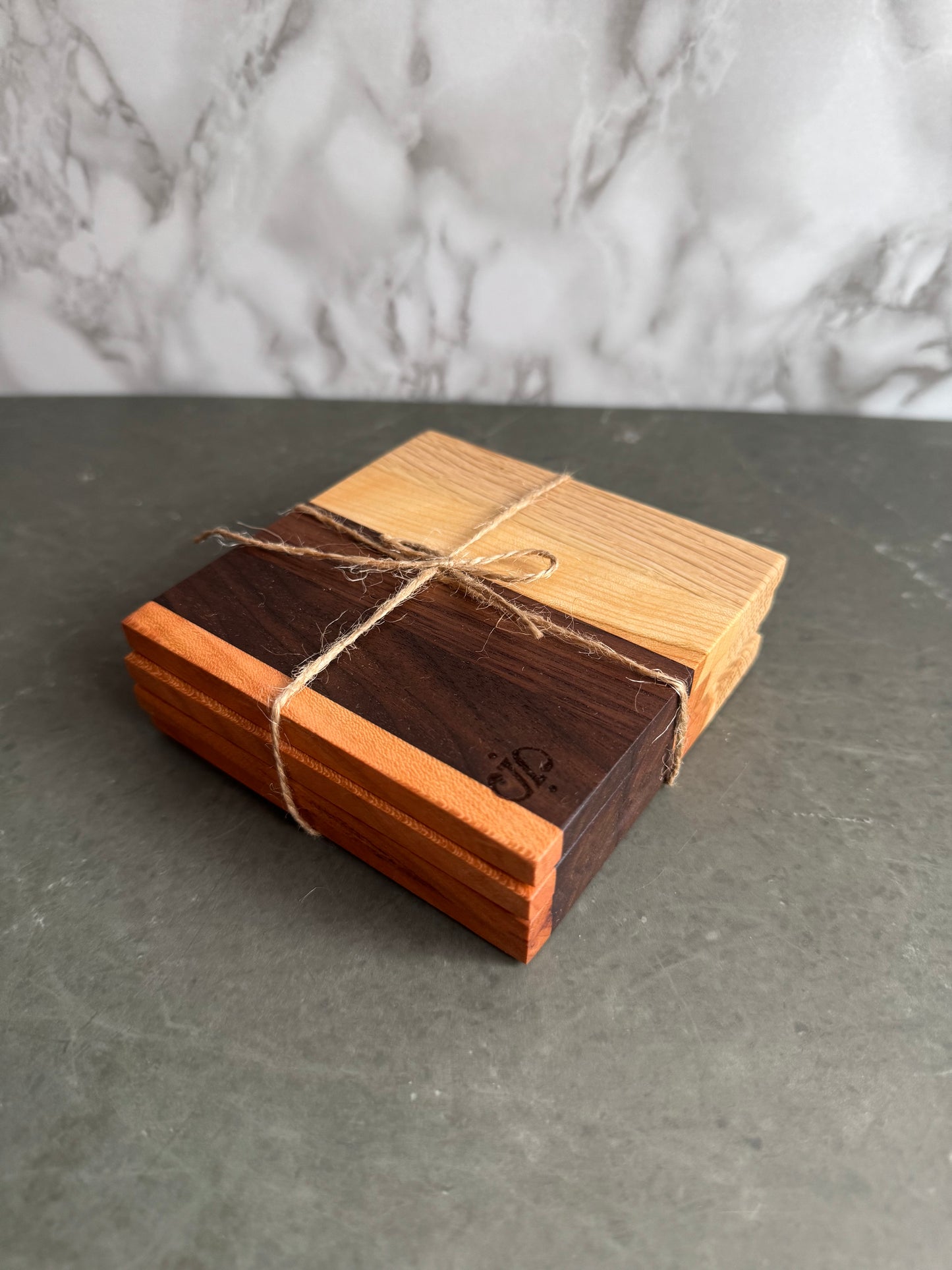 Set of 4 Natural Hardwood Coasters