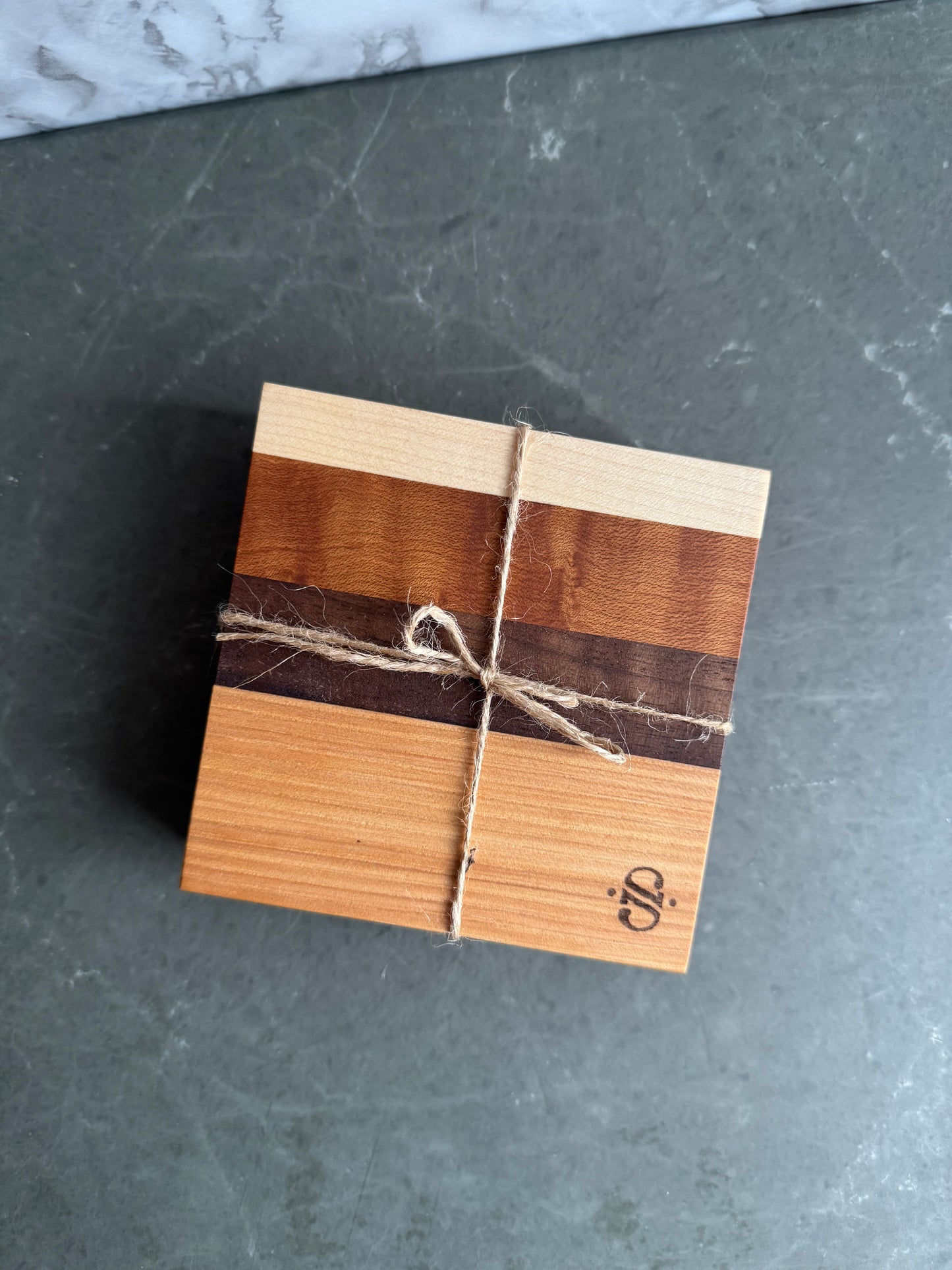 Set of 4 Natural Hardwood Coasters