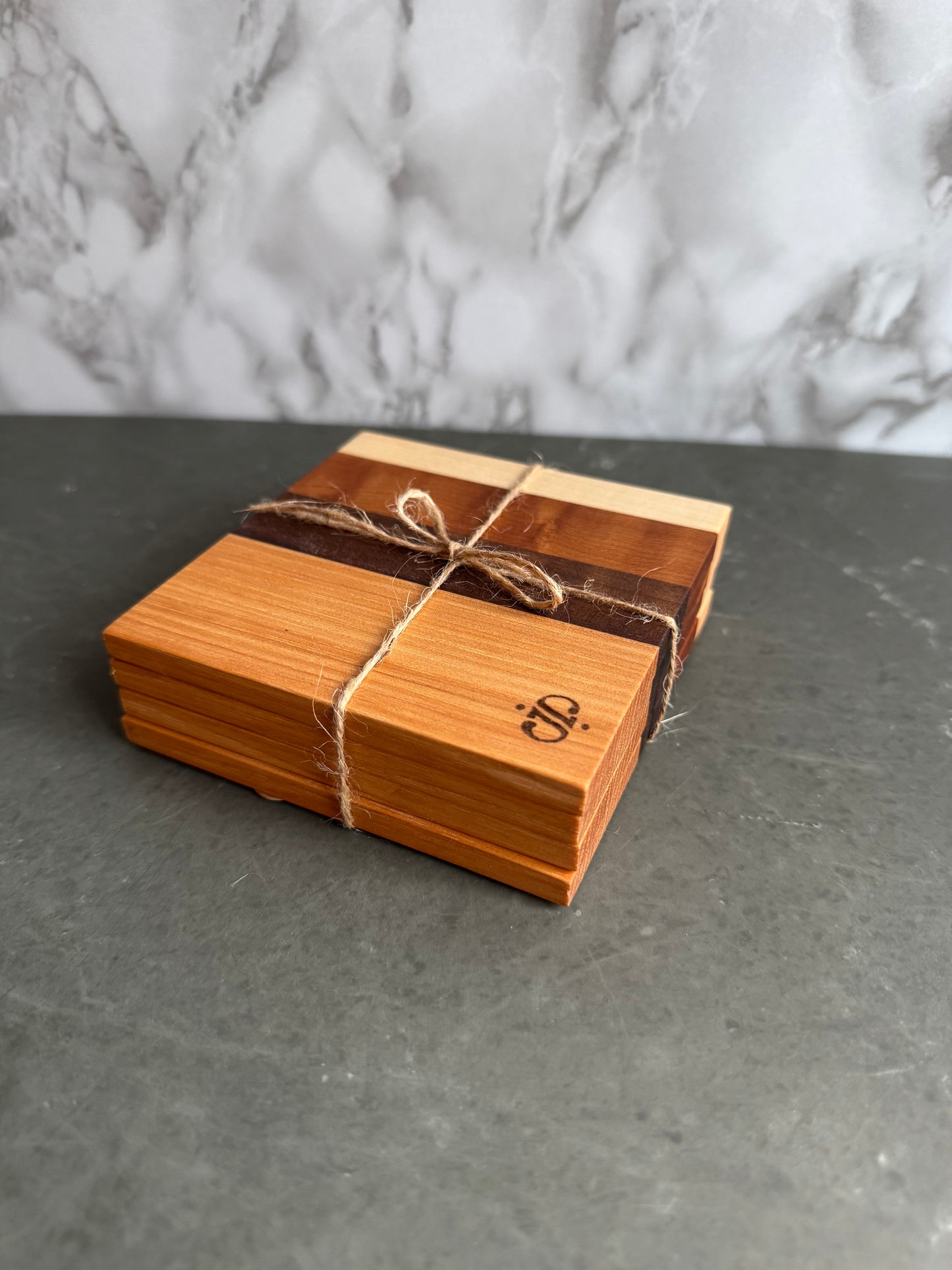 Set of 4 Natural Hardwood Coasters