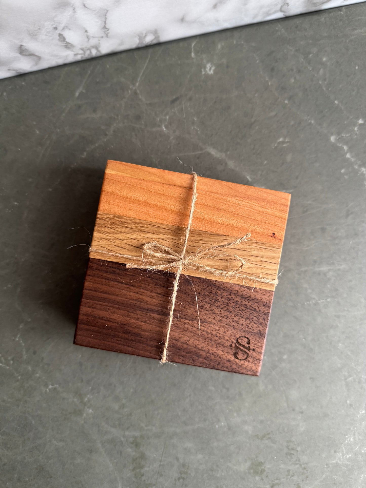 Set of 4 Natural Hardwood Coasters