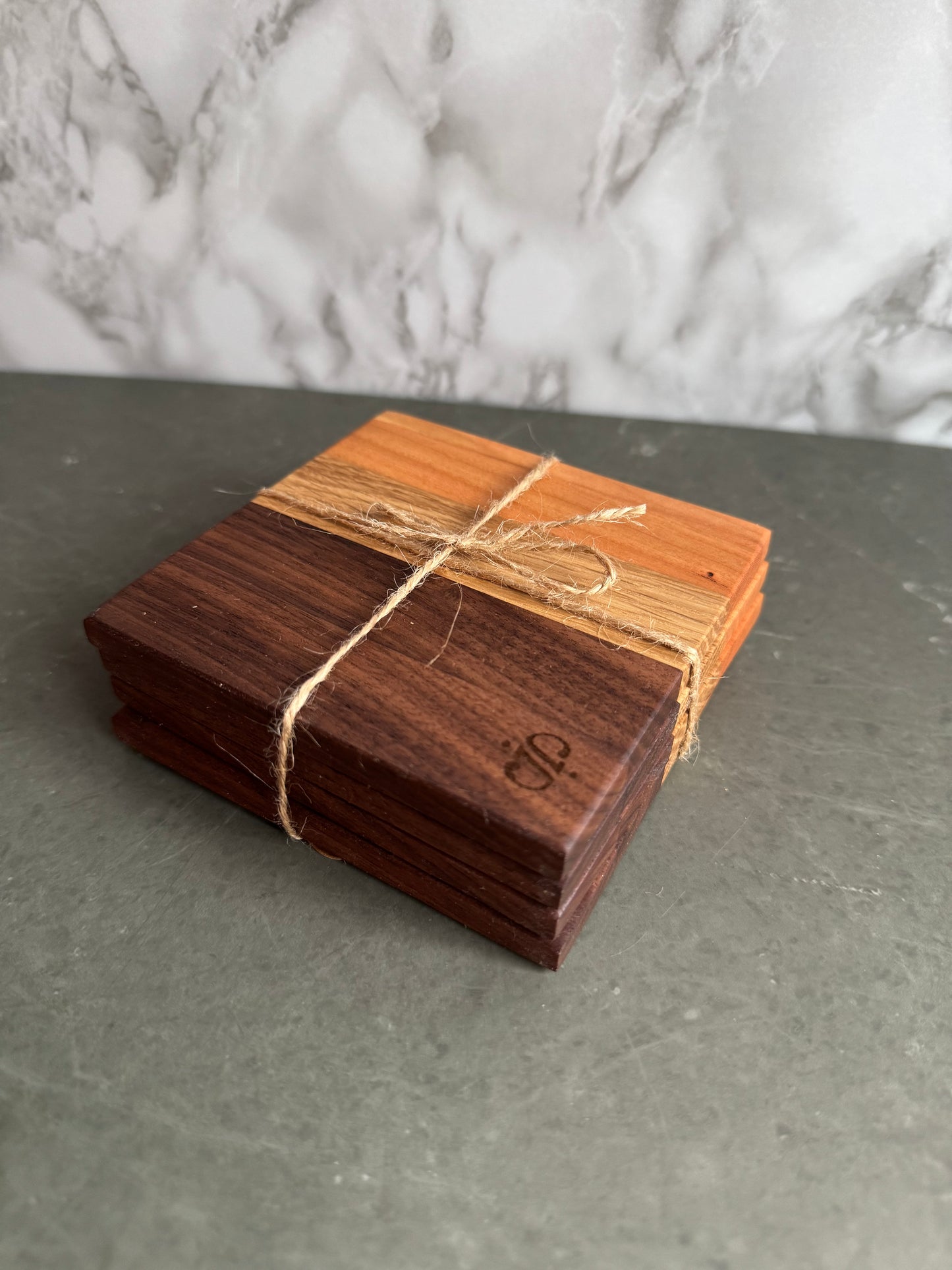 Set of 4 Natural Hardwood Coasters