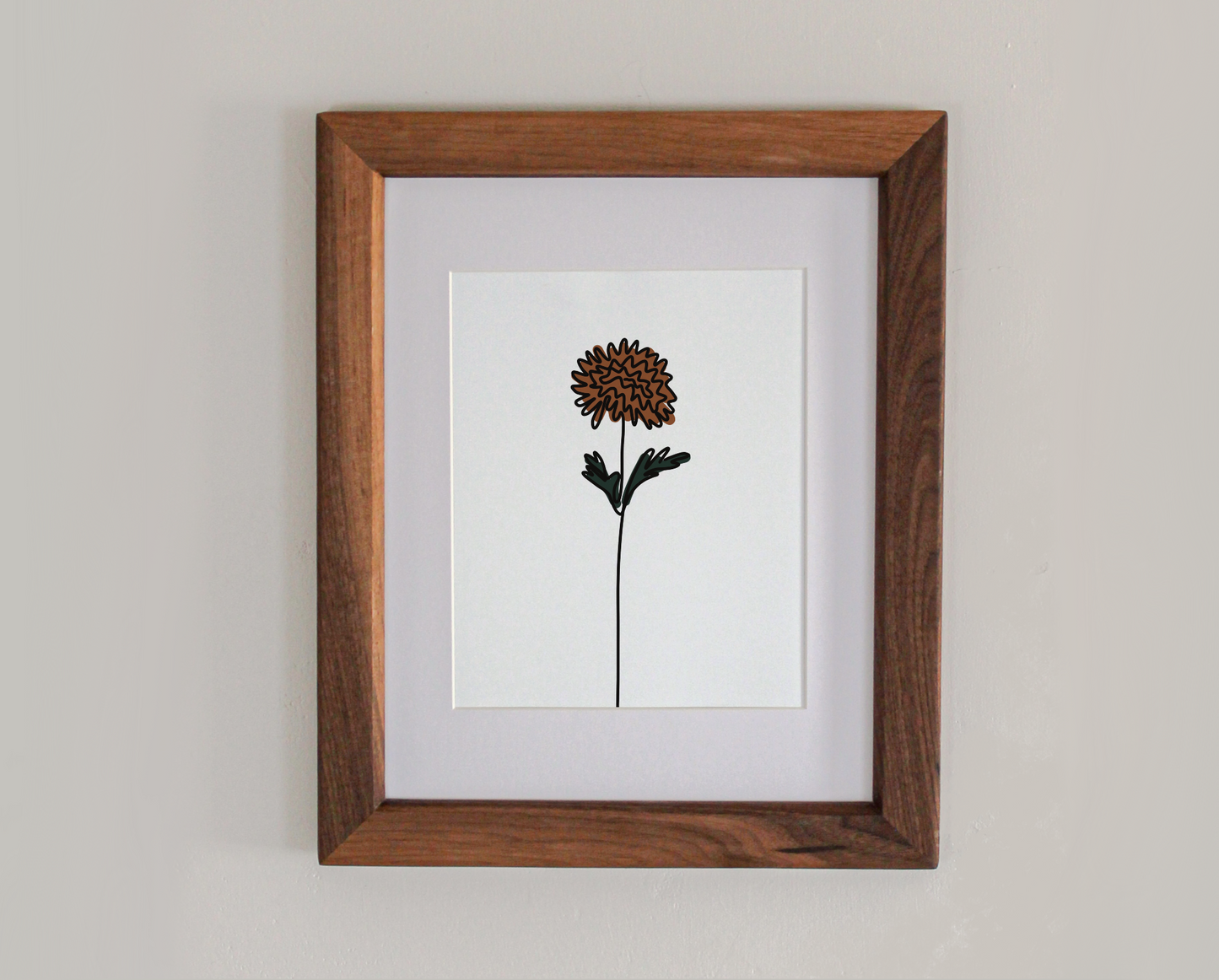 Chrysanthemum Line Drawing 8x10" Art Print (3)