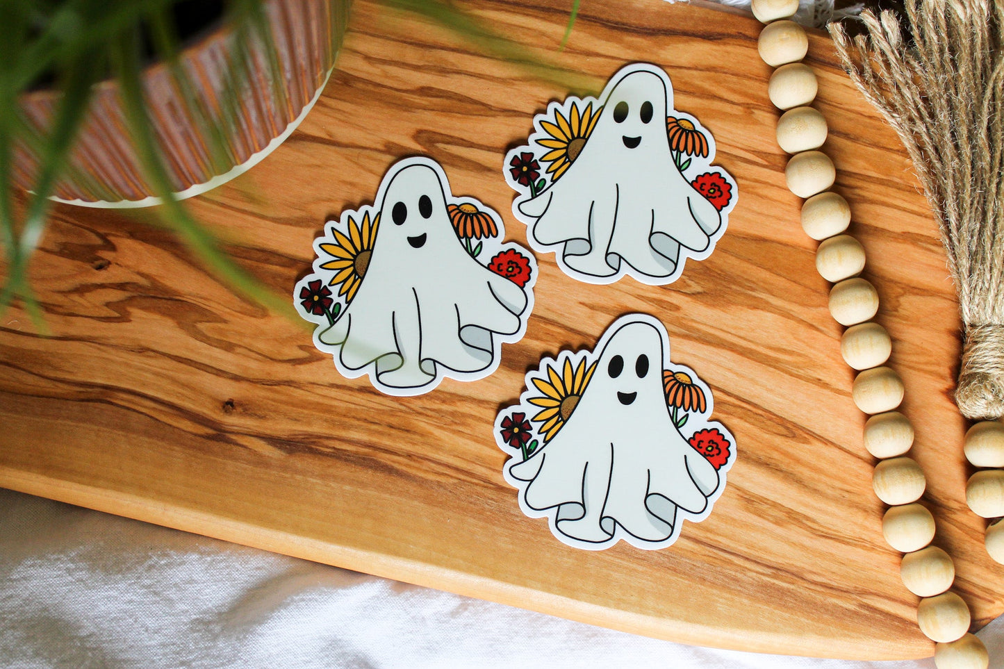 Gary the Floral Ghost Sticker, 3x2.91" (10)