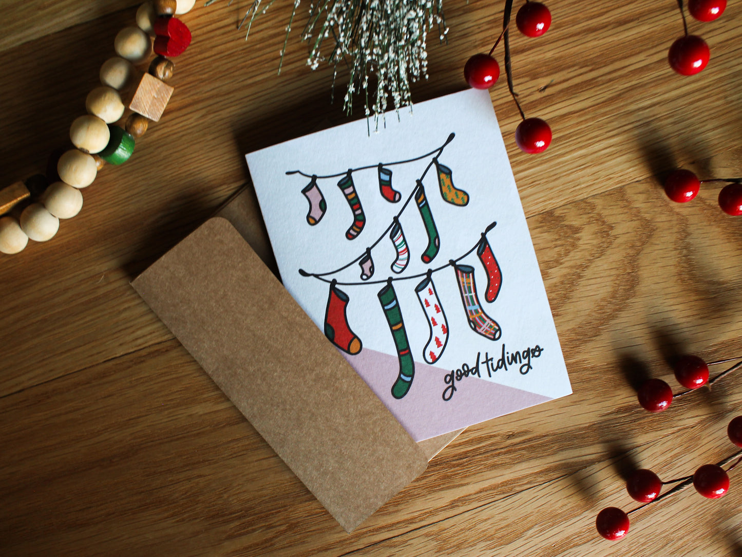 Stockings Holiday Card | Warm Wishes for the Christmas Season